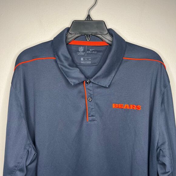 Nike Dri-Fit Men's Chicago Bears Long Sleeve Polo NFL Tailgate Pullover XXL - Picture 2 of 11